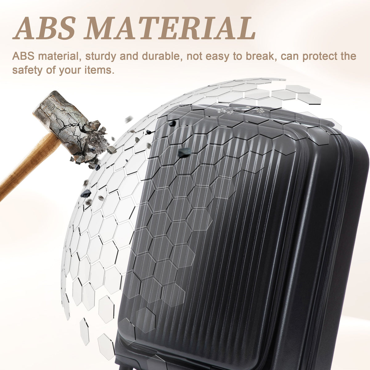 14" & 20" ABS Spinner Luggage Set with Cosmetic Case