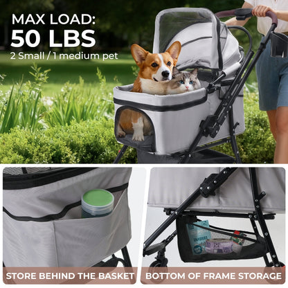 Foldable Pet Stroller for Dogs & Cats