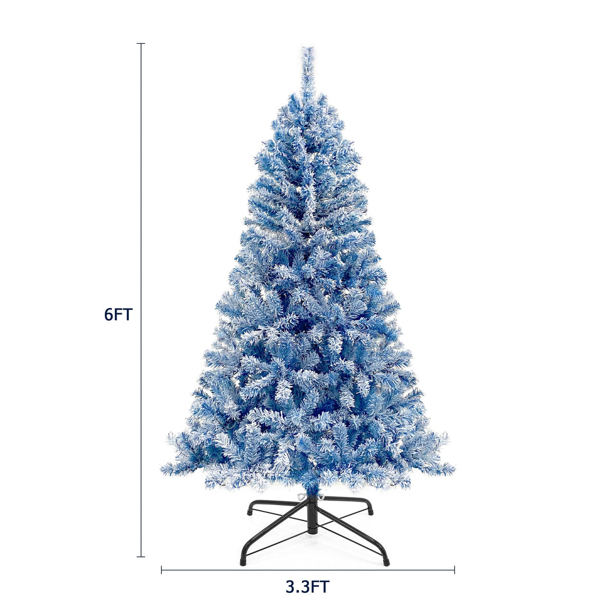 6-Foot Blue Snow-Flocked Pre-Lit Christmas Tree – 750 Tips