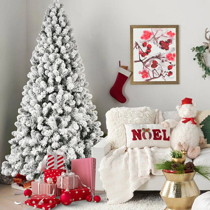 5-Foot Pre-Lit Snow-Flocked Christmas Tree with 650 LED Lights - Green/White