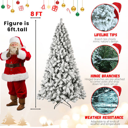 5-Foot Pre-Lit Snow-Flocked Christmas Tree with 650 LED Lights - Green/White
