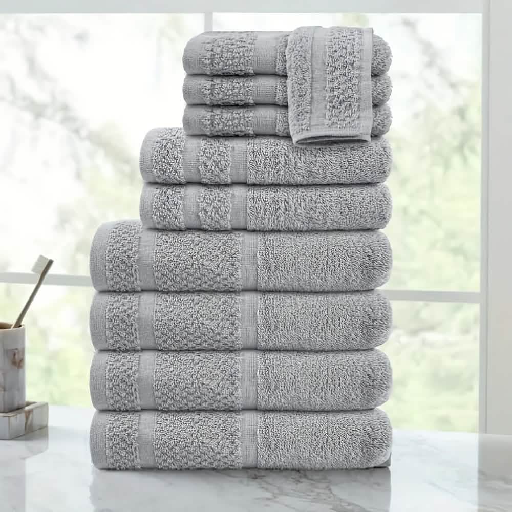 Gray Cotton Bath Towel Set (10–32 pcs)