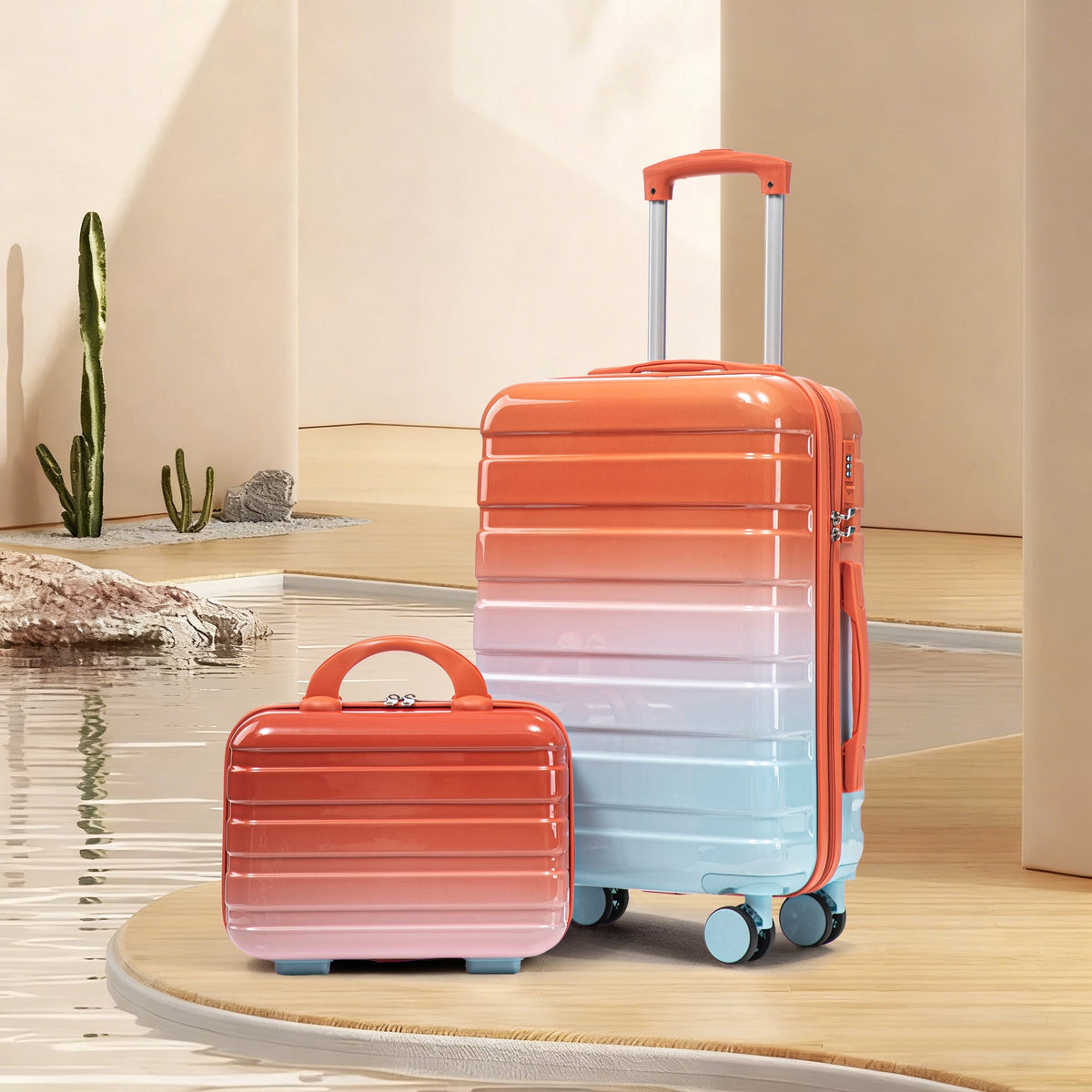 2-Piece Gradient Spinner Luggage Set with Lock
