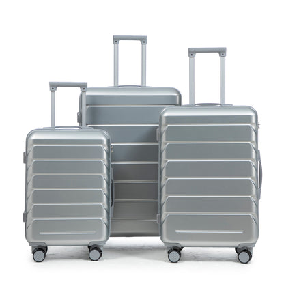 3-Piece ABS Spinner Wheel Luggage Set with Combination Lock - Silver