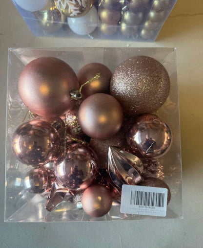 Rose Gold Shatterproof Christmas Ornaments – 43-Piece Set