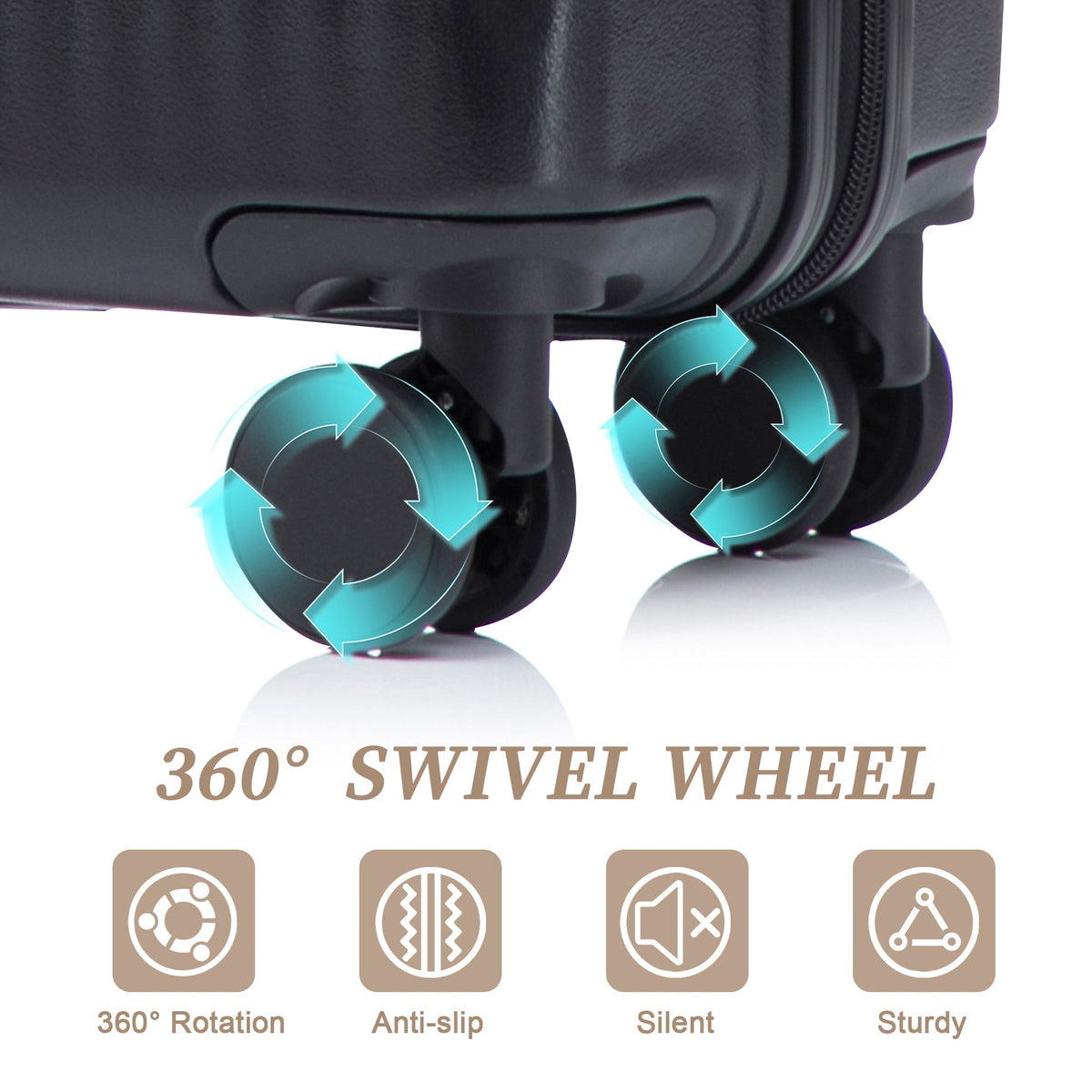 14" & 20" ABS Spinner Luggage Set with Cosmetic Case