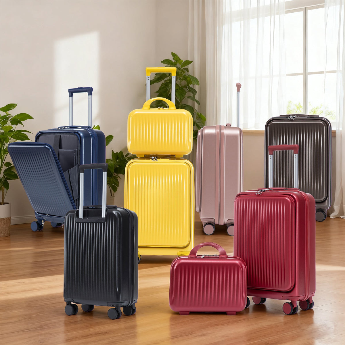 14" & 20" ABS Spinner Luggage Set with Cosmetic Case