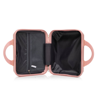 ABS 2-Piece Luggage Set with Spinner Wheels and Combination Lock - Pink
