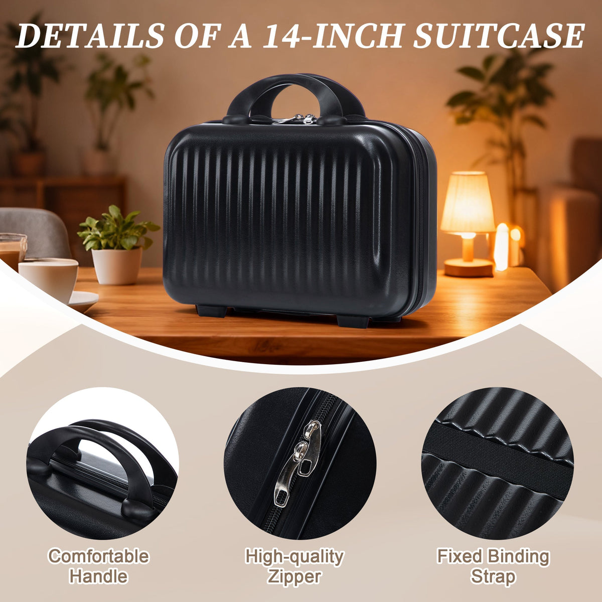 14" & 20" ABS Spinner Luggage Set with Cosmetic Case