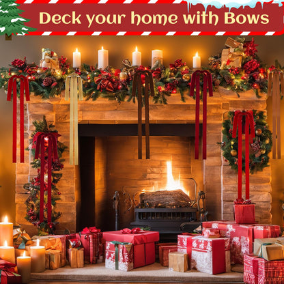 Rokkibom Burgundy Velvet Christmas Bows – Set of 6 – product view 5