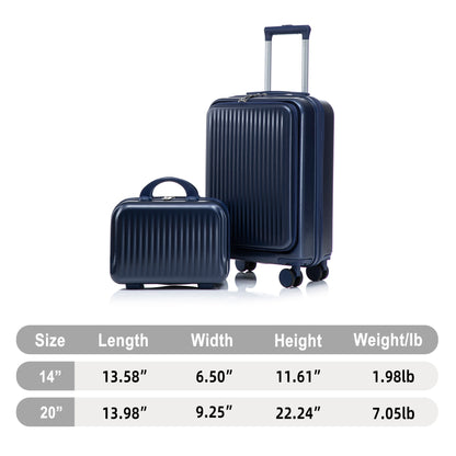 14"/20" 2-Piece ABS Spinner Luggage Set