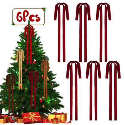 Rokkibom Burgundy Velvet Christmas Bows – Set of 6