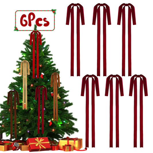 Rokkibom Burgundy Velvet Christmas Bows – Set of 6