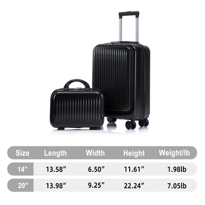 14" & 20" ABS Spinner Luggage Set with Cosmetic Case