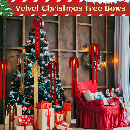 Rokkibom Burgundy Velvet Christmas Bows – Set of 6 – product view 4