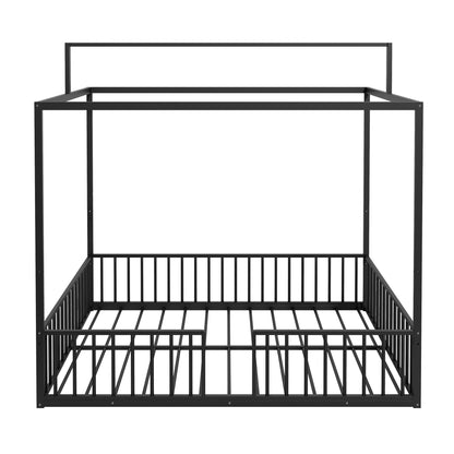 3-in-1 Montessori Floor Bed with Fenced Support