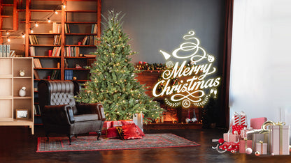5-Foot Full-Bodied Pre-Lit Evergreen Christmas Tree with 350 Warm White Lights - Green