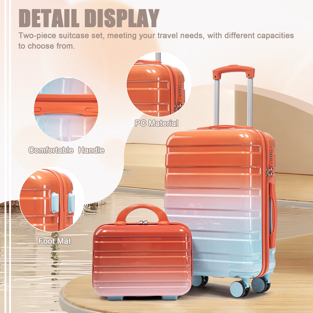 2-Piece Gradient Spinner Luggage Set with Lock