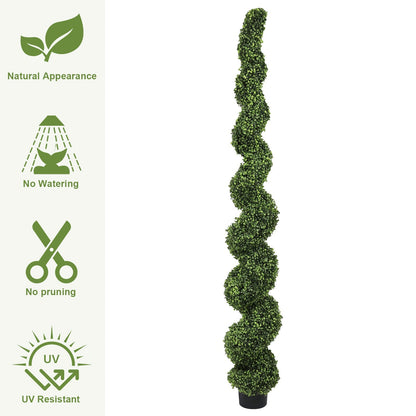 7-Foot Artificial Spiral Boxwood Topiary