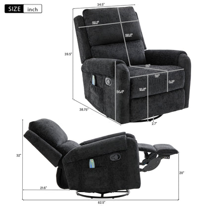 Manual Recliner Massage Chair With Swivel Rocker
