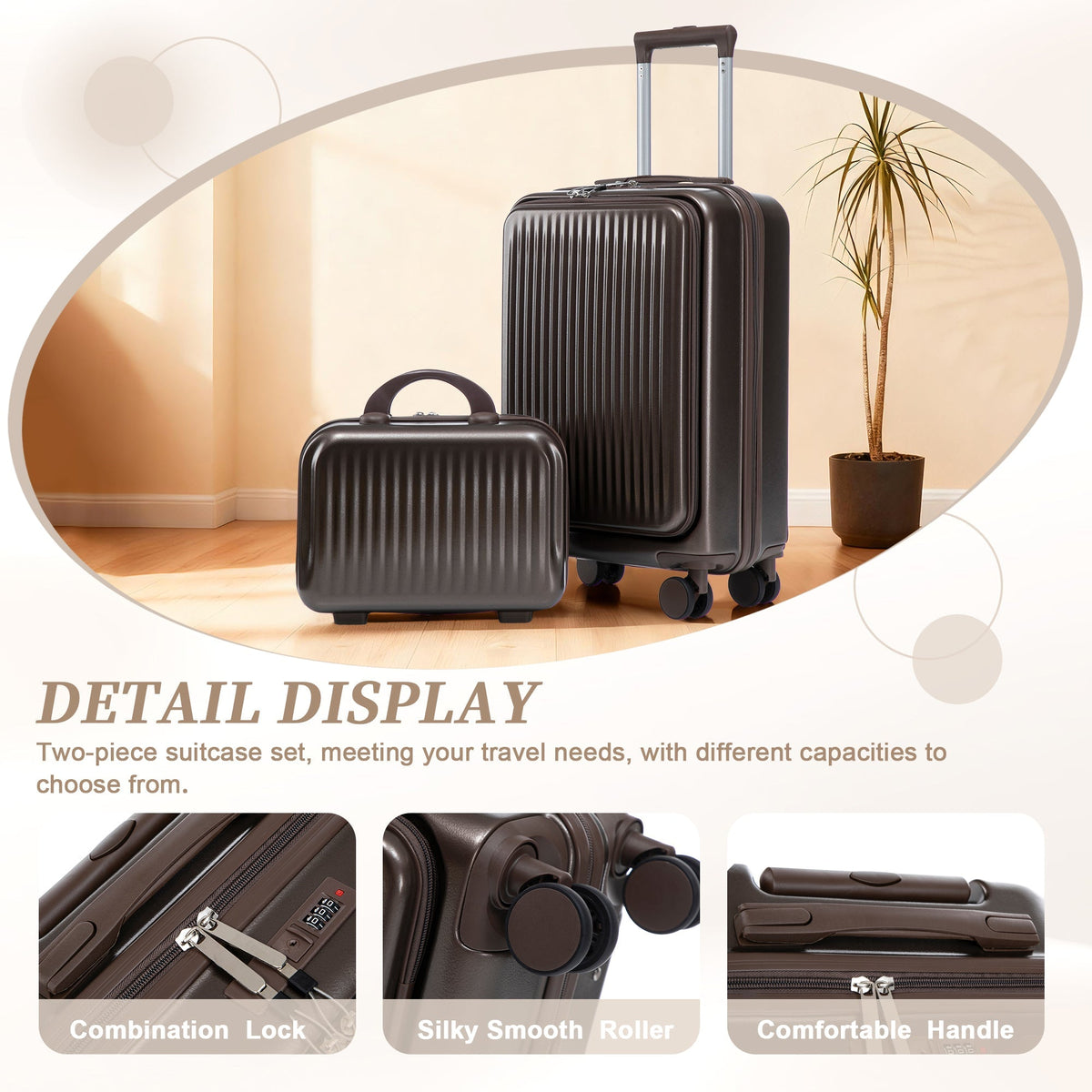2-Piece Spinner Luggage Set with Cosmetic Case