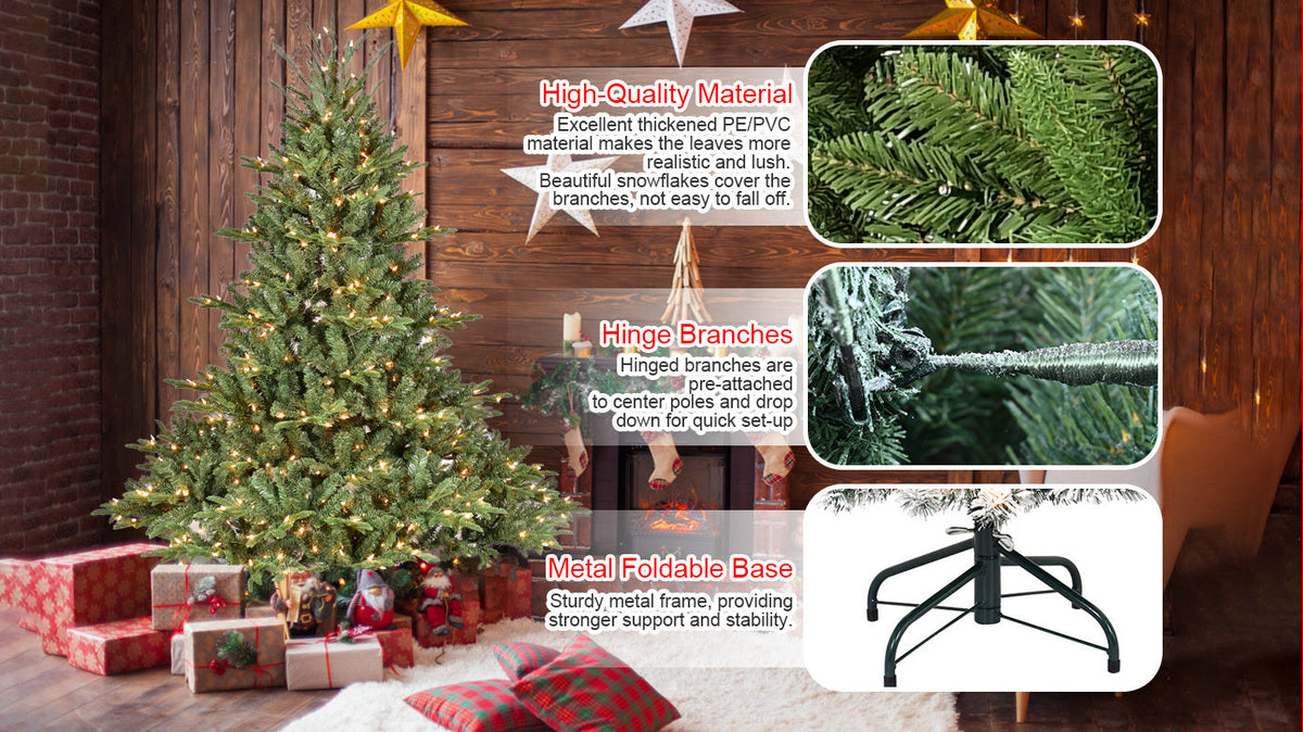 5-Foot Full-Bodied Pre-Lit Evergreen Christmas Tree with 350 Warm White Lights - Green
