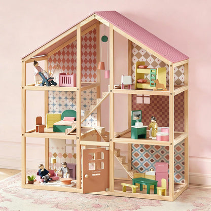 Tiny Land® Sweetwood Pegasus Dollhouse & Wooden Dollhouse Dolls