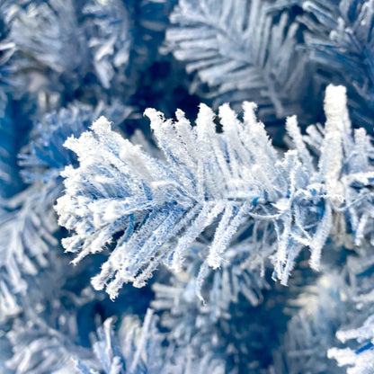 6-Foot Blue Snow-Flocked Pre-Lit Christmas Tree – 750 Tips