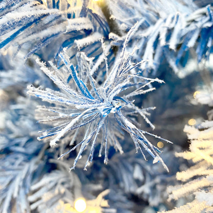 6-Foot Blue Snow-Flocked Pre-Lit Christmas Tree – 750 Tips