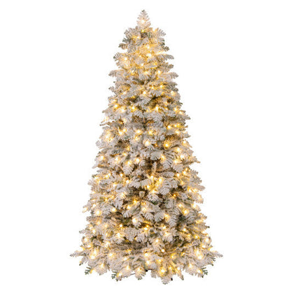 7-Foot Snow-Flocked Pre-Lit Christmas Tree with Twinkle Balls