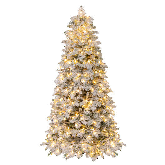 7-Foot Snow-Flocked Pre-Lit Christmas Tree with Twinkle Balls