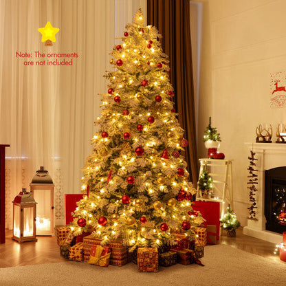 7-Foot Snow-Flocked Pre-Lit Christmas Tree with Twinkle Balls – product view 3