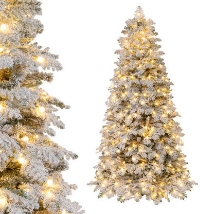 7-Foot Snow-Flocked Pre-Lit Christmas Tree with Twinkle Balls – product view 4