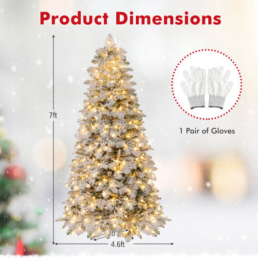 7-Foot Snow-Flocked Pre-Lit Christmas Tree with Twinkle Balls – product view 5