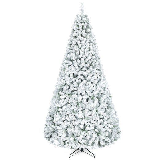 Artificial Snow-Flocked Christmas Tree with Branch Tips-XL - Color: White - Size: 9 ft