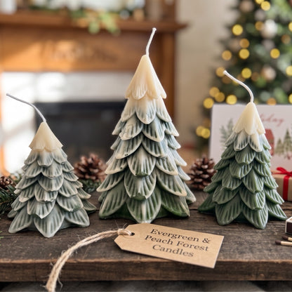 Evergreen Forest Christmas Snowcapped Tree Candle