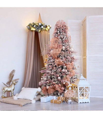 Rose Gold Shatterproof Christmas Ornaments – 43-Piece Set