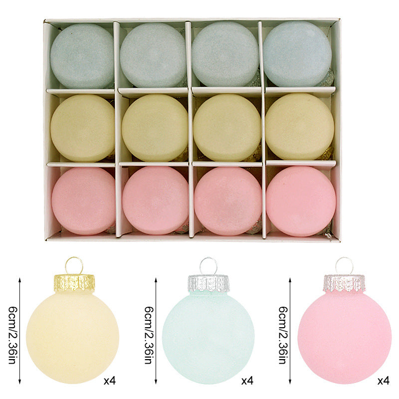 Flocked Christmas Ball Ornaments – 12-Piece Set, 6 cm