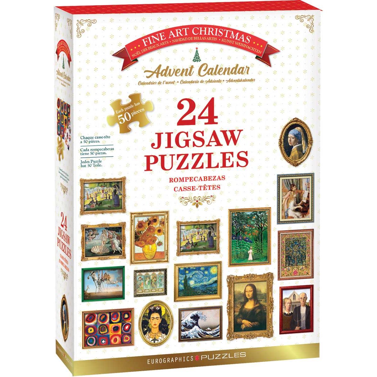 Fine Art Christmas Advent Calendar - 24 Set of 50 Piece Mini Jigsaw Puzzles Eurographics — product view