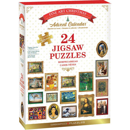 Fine Art Christmas Advent Calendar - 24 Set of 50 Piece Mini Jigsaw Puzzles Eurographics — product view