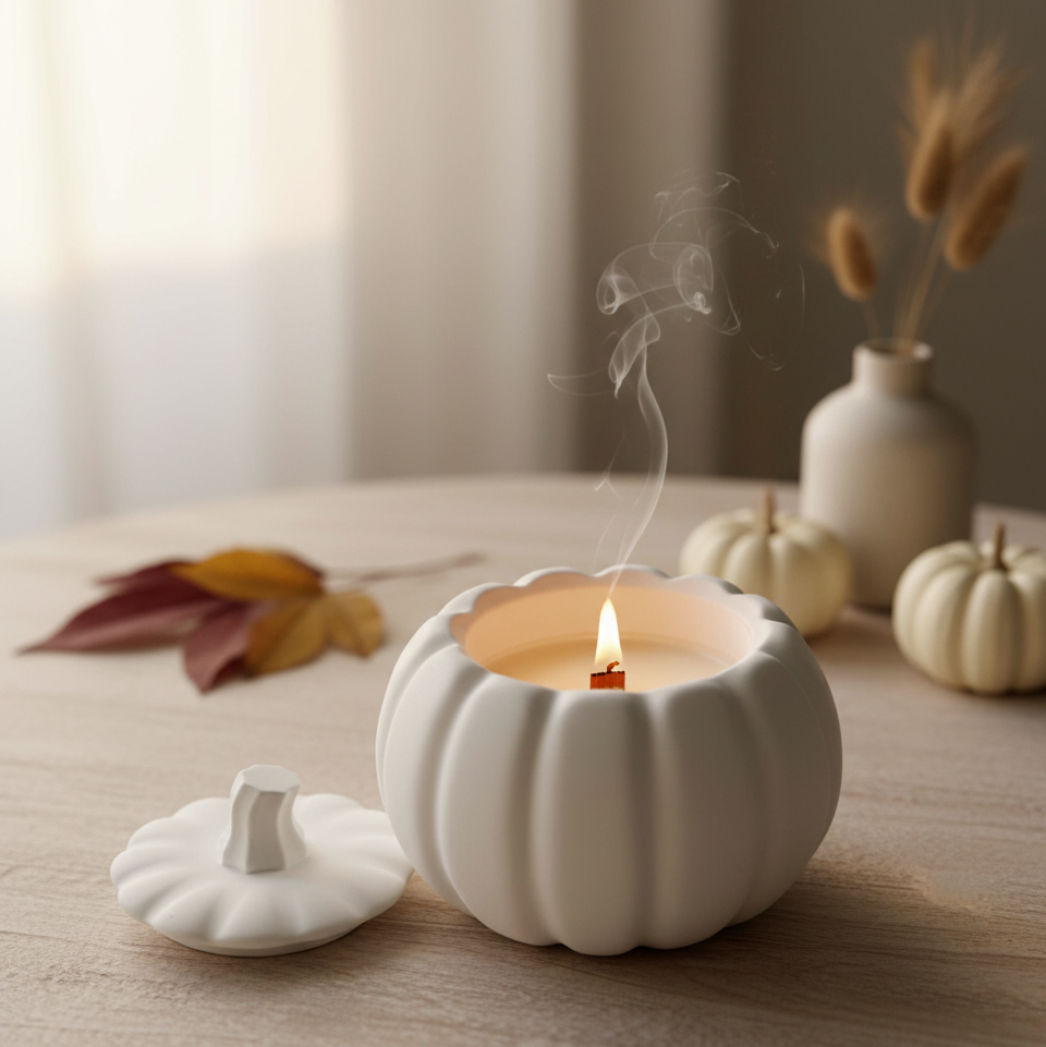 Jesmonite Pumpkin Candle | Sculptural Fall Décor – Everyday Upgrades