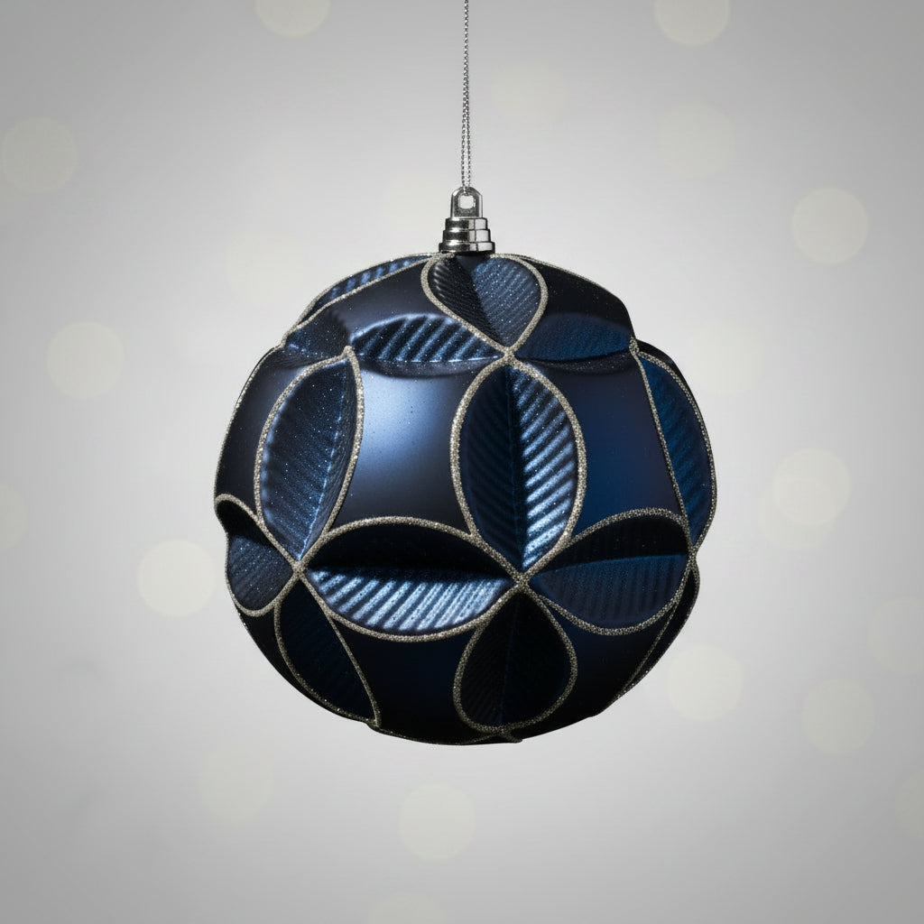 Blue Clover Glitter Ball Ornament