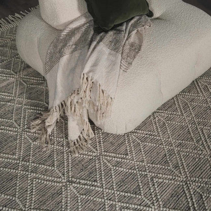 Ramsbury Beige Trellis Wool Rug
