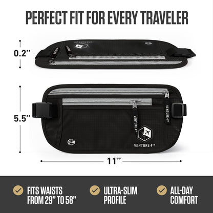RFID-Safe Travel Money Belt & Hidden Organizer
