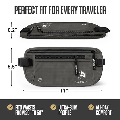 RFID-Safe Travel Money Belt & Hidden Organizer