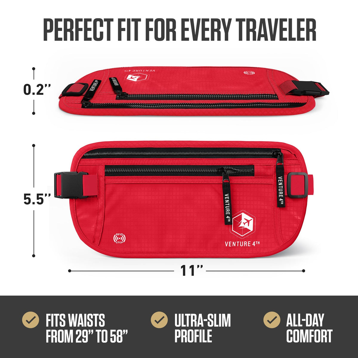 RFID-Safe Travel Money Belt & Hidden Organizer