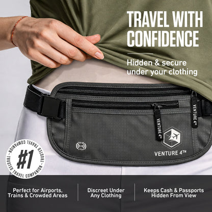 RFID-Safe Travel Money Belt & Hidden Organizer