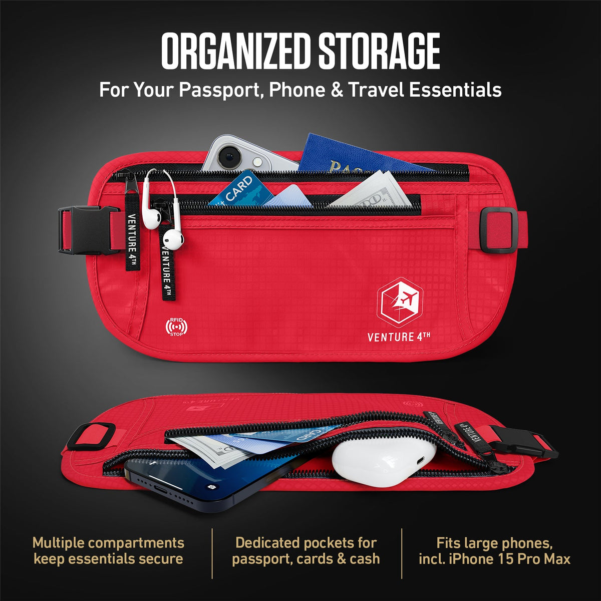 RFID-Safe Travel Money Belt & Hidden Organizer