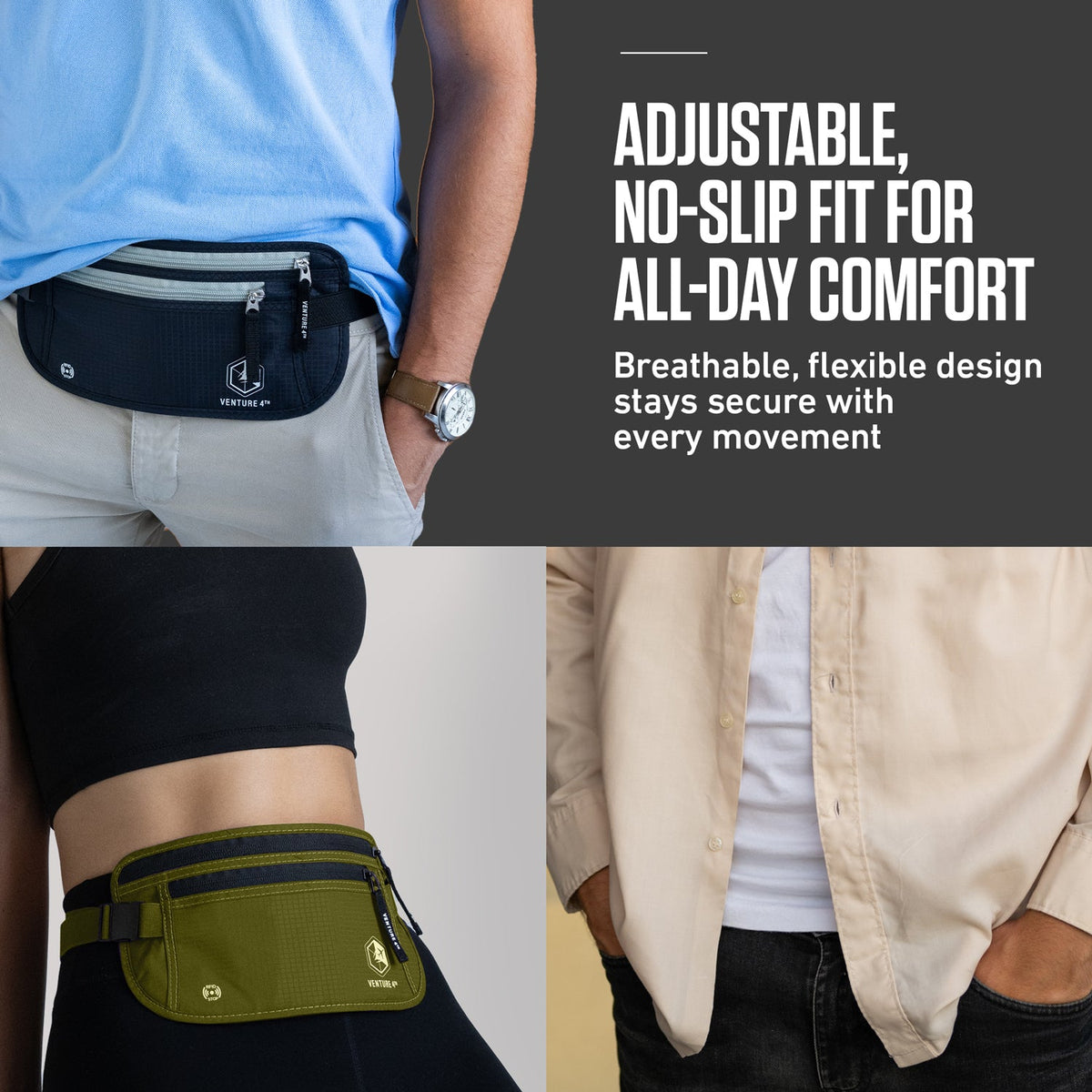 RFID-Safe Travel Money Belt & Hidden Organizer