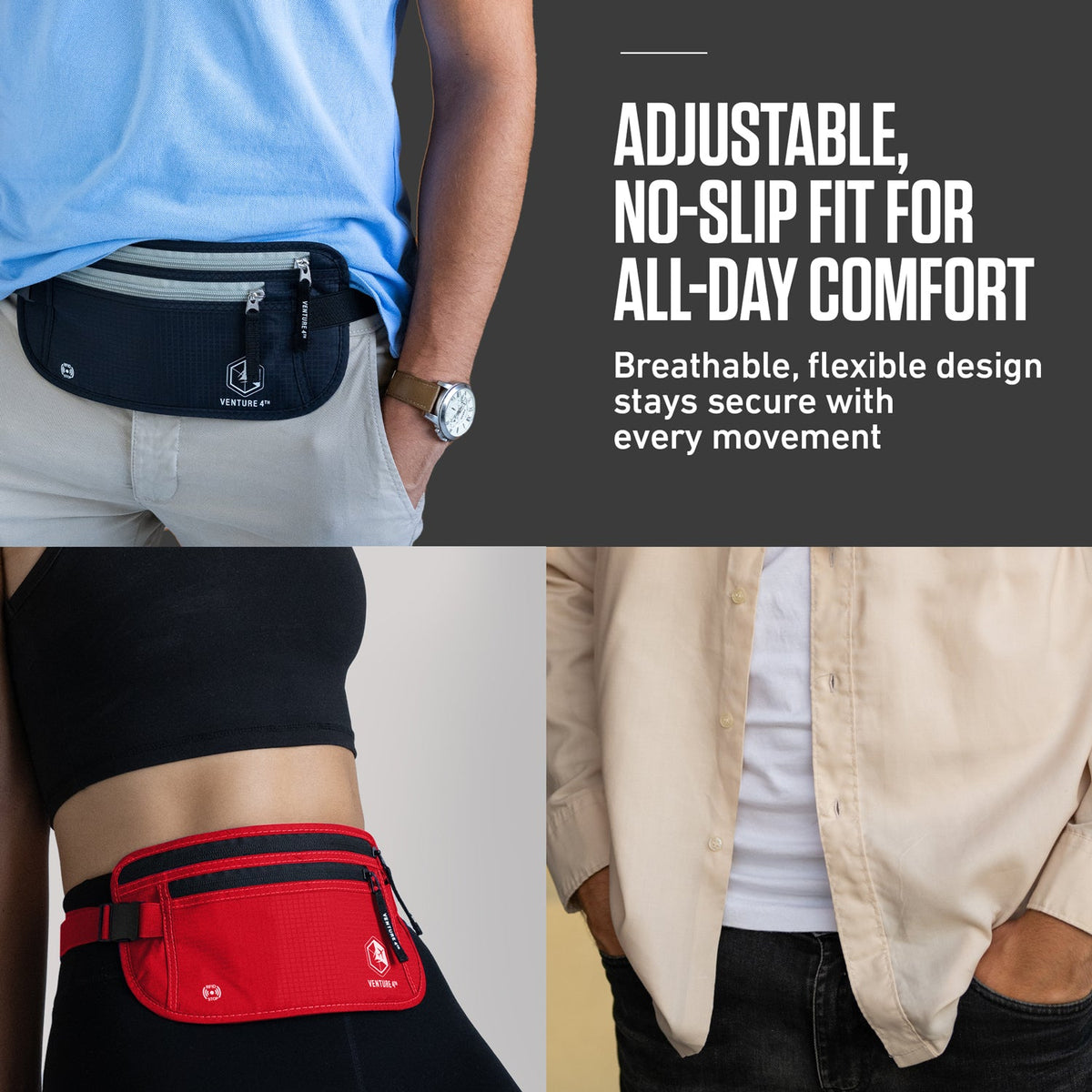 RFID-Safe Travel Money Belt & Hidden Organizer
